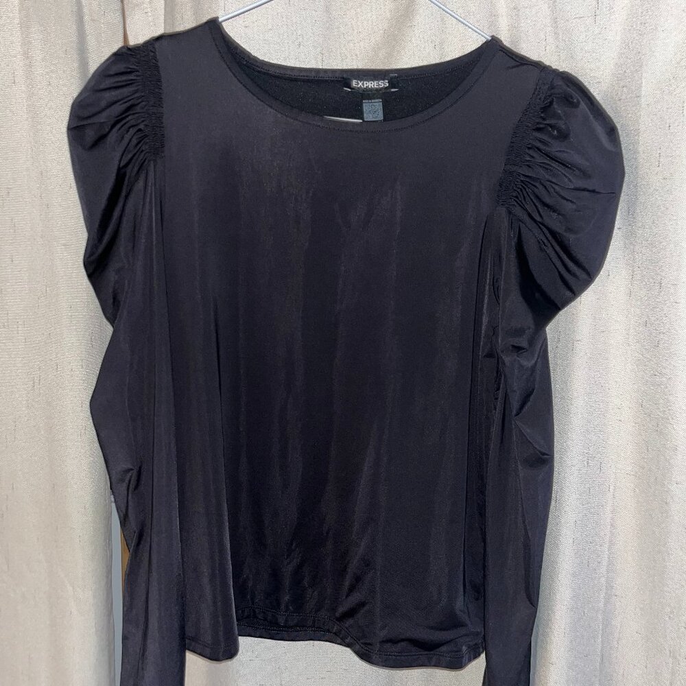 Express Black Top with Padded Shoulder Pads